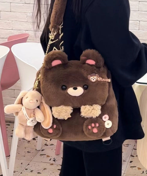 Large Capacity Cute Personality Plush Bear Backpack For Women
