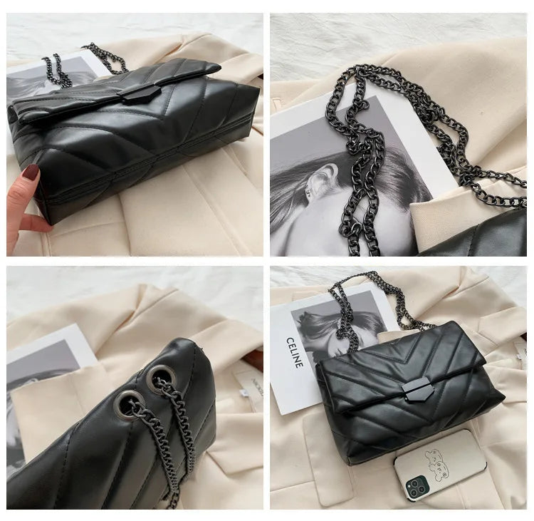 New Casual Chain Crossbody Bags For Women Fashion Simple Shoulder Bag Ladies Designer Handbags PU Leather Messenger Bags