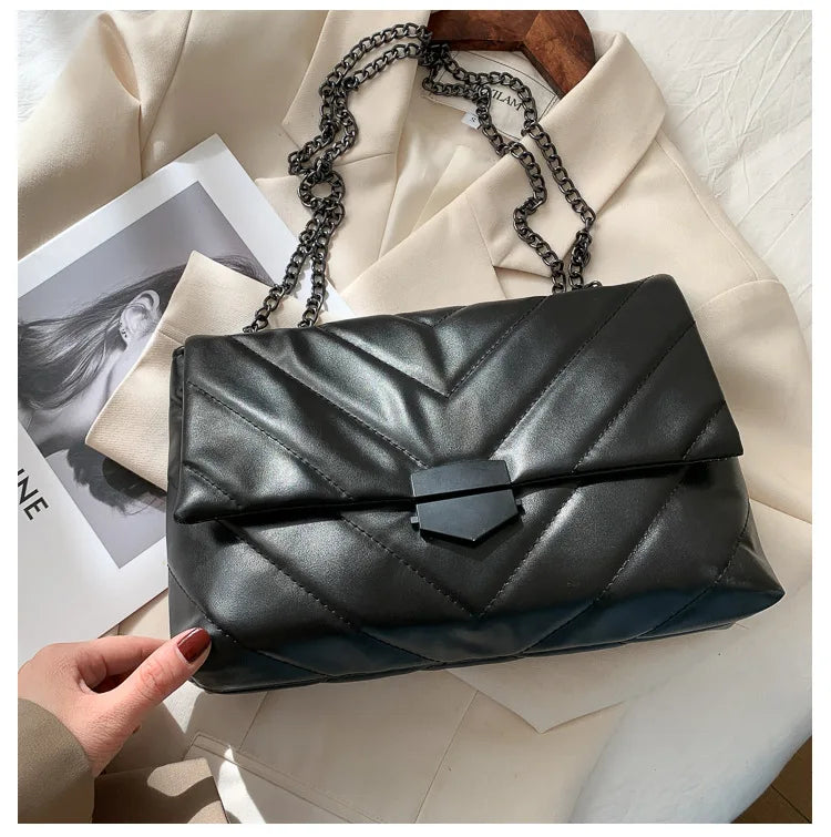 New Casual Chain Crossbody Bags For Women Fashion Simple Shoulder Bag Ladies Designer Handbags PU Leather Messenger Bags