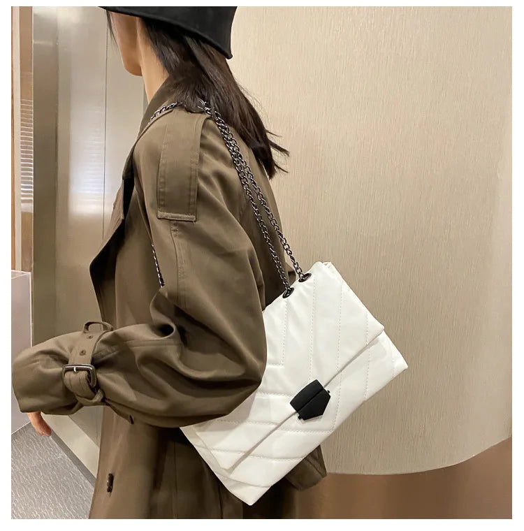 New Casual Chain Crossbody Bags For Women Fashion Simple Shoulder Bag Ladies Designer Handbags PU Leather Messenger Bags