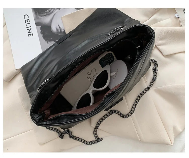 New Casual Chain Crossbody Bags For Women Fashion Simple Shoulder Bag Ladies Designer Handbags PU Leather Messenger Bags