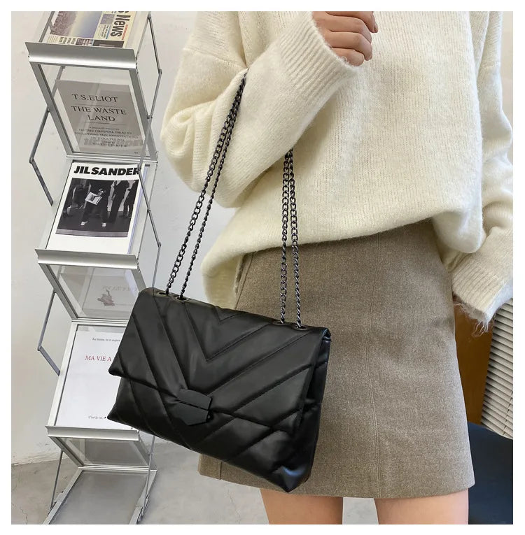 New Casual Chain Crossbody Bags For Women Fashion Simple Shoulder Bag Ladies Designer Handbags PU Leather Messenger Bags