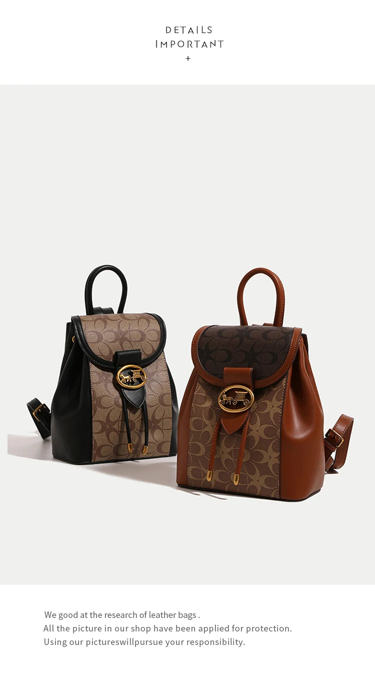 Women's handbag 2025 new fashionable contrasting color backpack high-end feeling carriage large capacity backpack for women