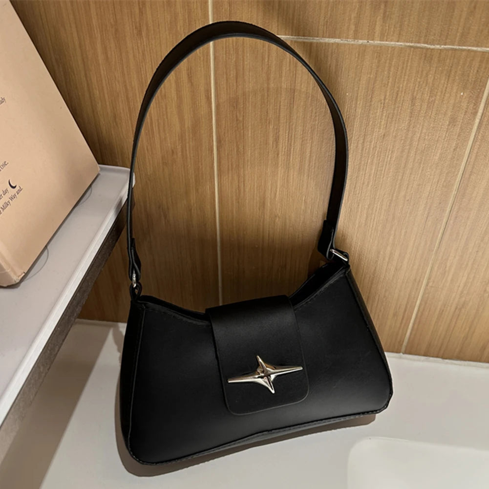Y2K PU Leather Women Shoulder Bag Luxury Designer Handbag 2023 Fashion Female Underarm Bag Black Retro Ladies Armpit Purses