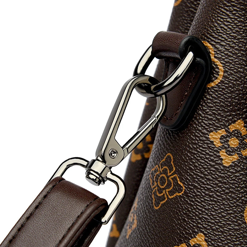 Women Handbag Large Capacity Multi-Compartment Leather Handbag for Moms High Quality Luxury Print Design Anti-Theft Back Pocket