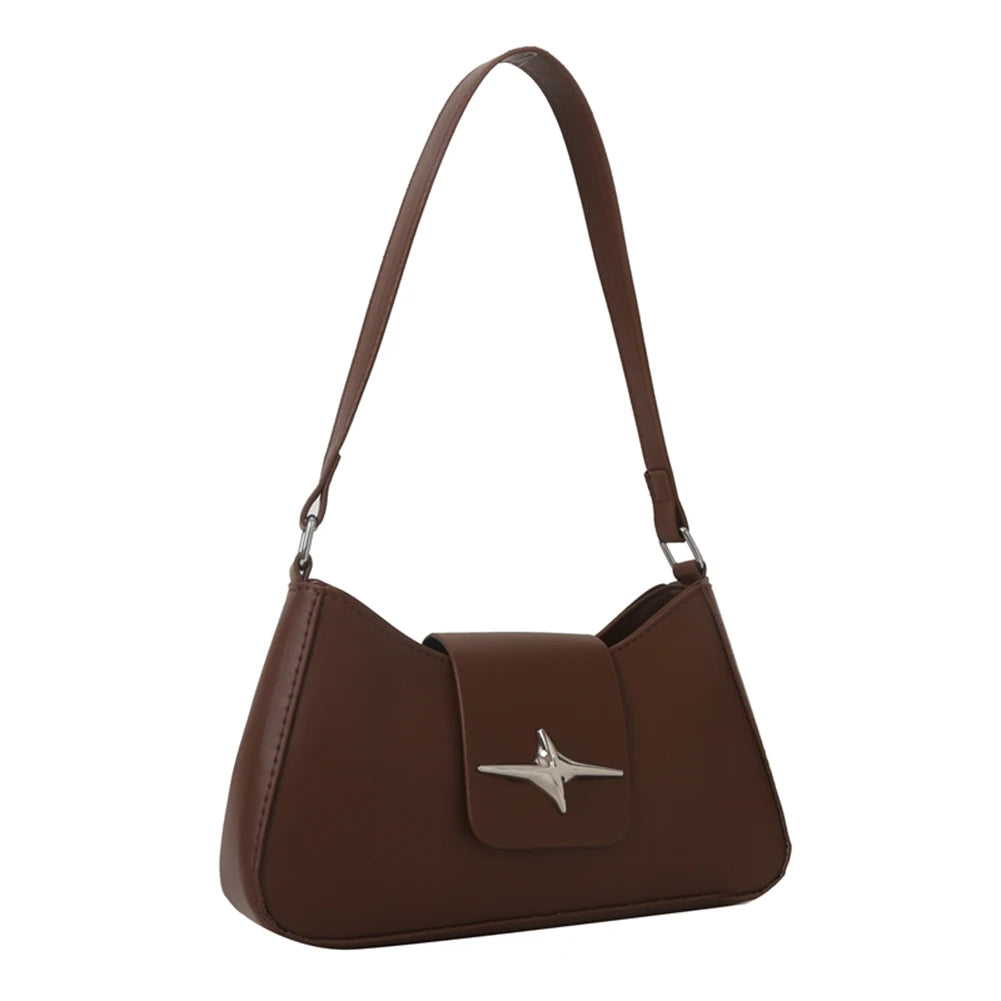 Y2K PU Leather Women Shoulder Bag Luxury Designer Handbag 2023 Fashion Female Underarm Bag Black Retro Ladies Armpit Purses