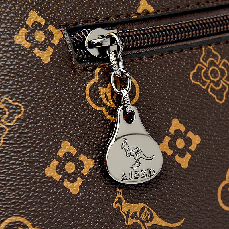 Women Handbag Large Capacity Multi-Compartment Leather Handbag for Moms High Quality Luxury Print Design Anti-Theft Back Pocket