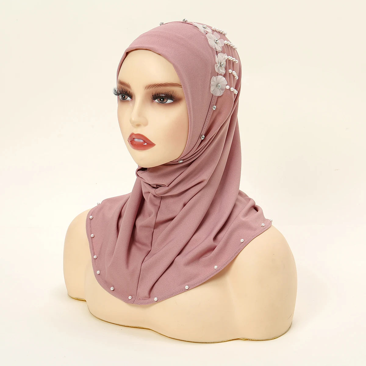 Wholesale Ramadan Islamic Muslim Underscarf Beading Floral Women Veil Hijab Neck Cover Head Scarves Muslim Women Scarf Turbans