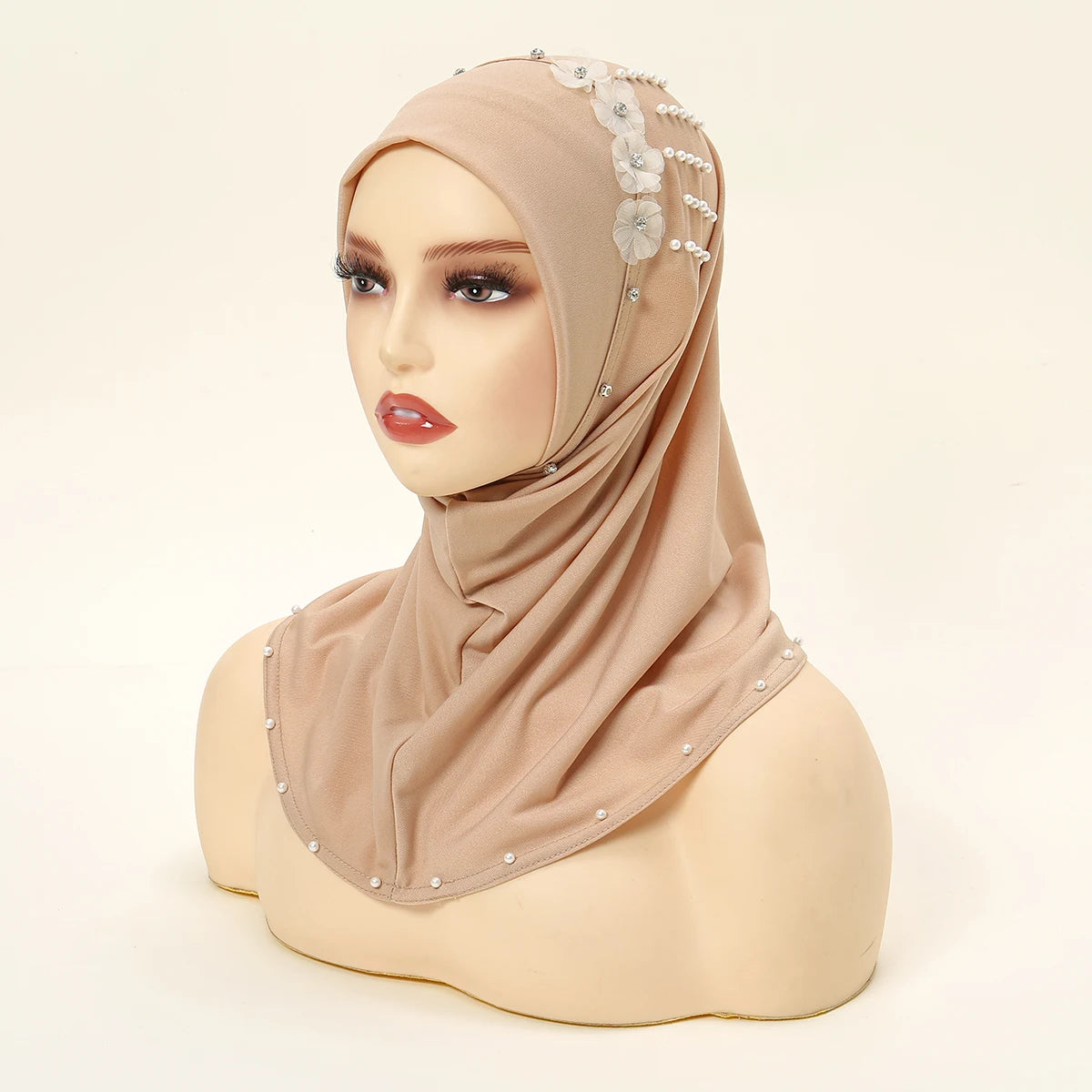 Wholesale Ramadan Islamic Muslim Underscarf Beading Floral Women Veil Hijab Neck Cover Head Scarves Muslim Women Scarf Turbans