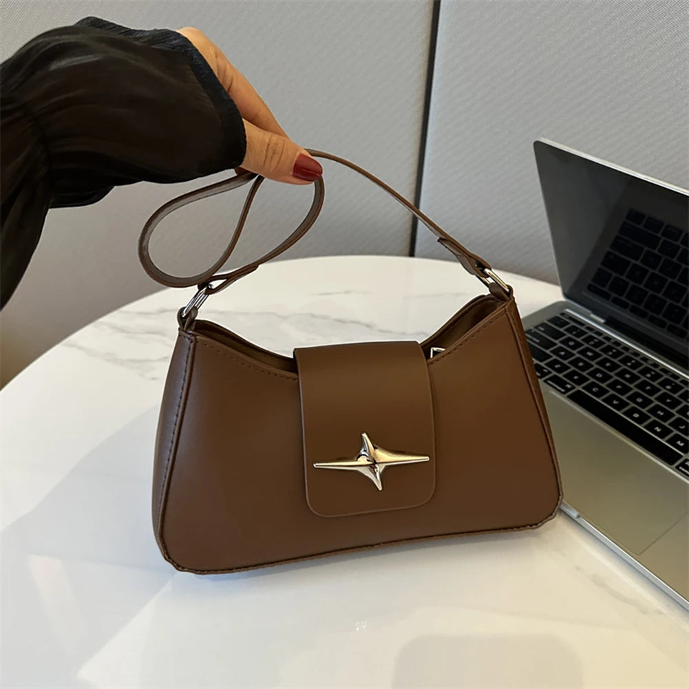 Y2K PU Leather Women Shoulder Bag Luxury Designer Handbag 2023 Fashion Female Underarm Bag Black Retro Ladies Armpit Purses
