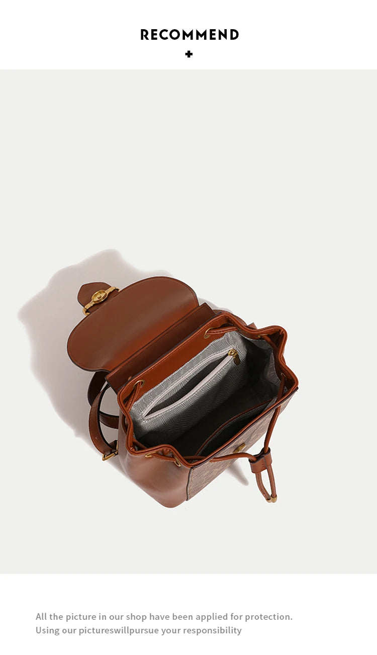 Women's handbag 2025 new fashionable contrasting color backpack high-end feeling carriage large capacity backpack for women