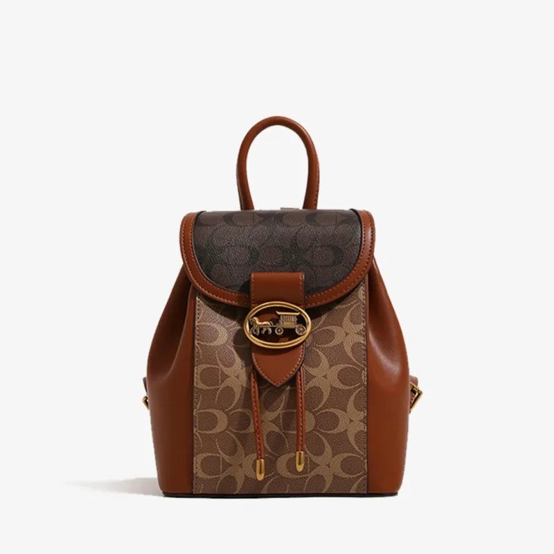 Women's handbag 2025 new fashionable contrasting color backpack high-end feeling carriage large capacity backpack for women