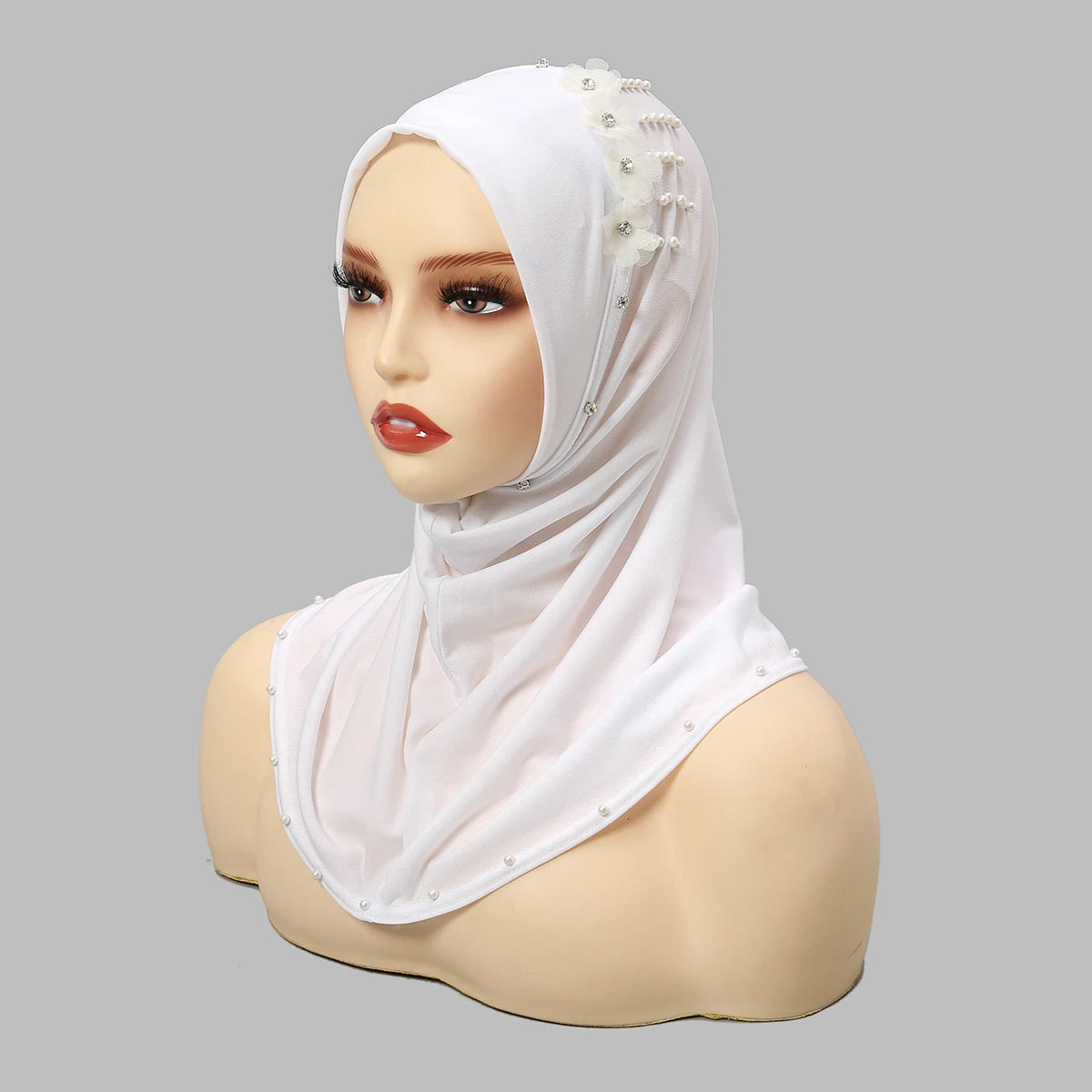 Wholesale Ramadan Islamic Muslim Underscarf Beading Floral Women Veil Hijab Neck Cover Head Scarves Muslim Women Scarf Turbans