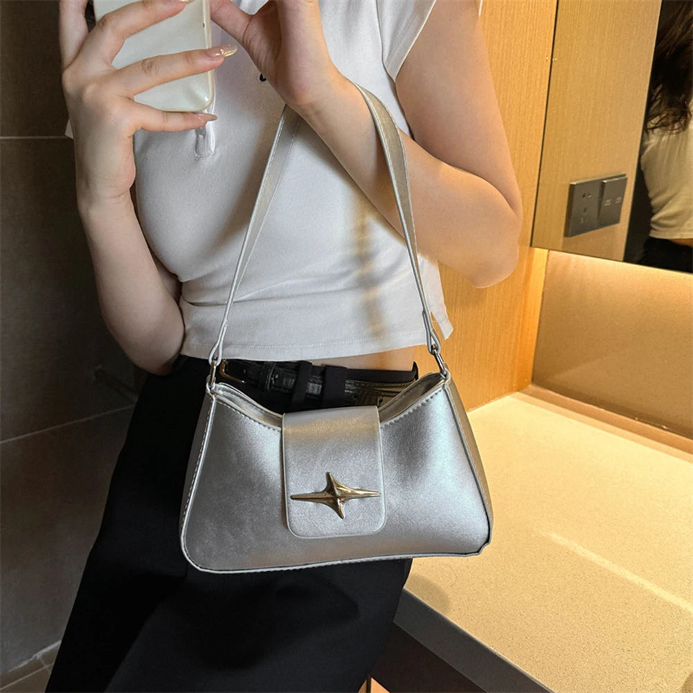 Y2K PU Leather Women Shoulder Bag Luxury Designer Handbag 2023 Fashion Female Underarm Bag Black Retro Ladies Armpit Purses
