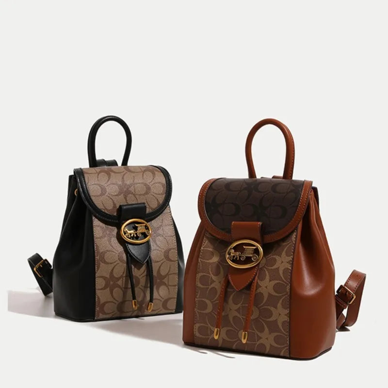 Women's handbag 2025 new fashionable contrasting color backpack high-end feeling carriage large capacity backpack for women