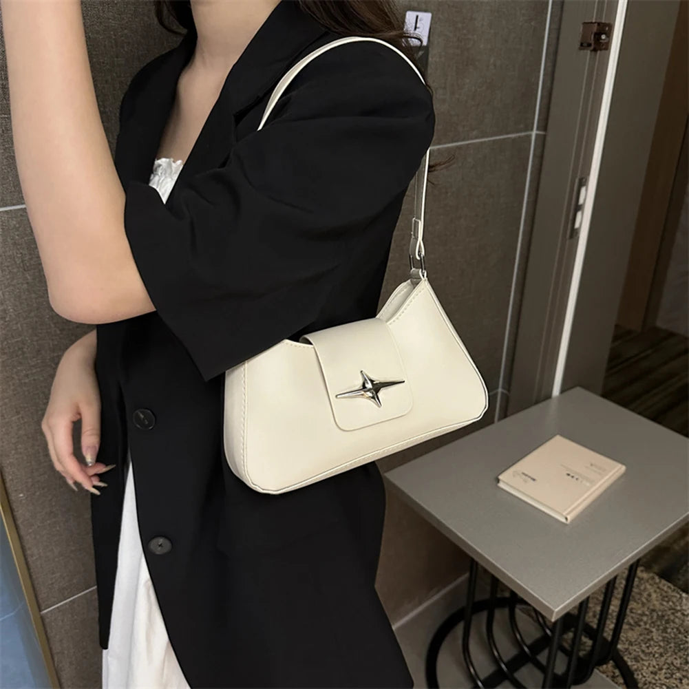 Y2K PU Leather Women Shoulder Bag Luxury Designer Handbag 2023 Fashion Female Underarm Bag Black Retro Ladies Armpit Purses