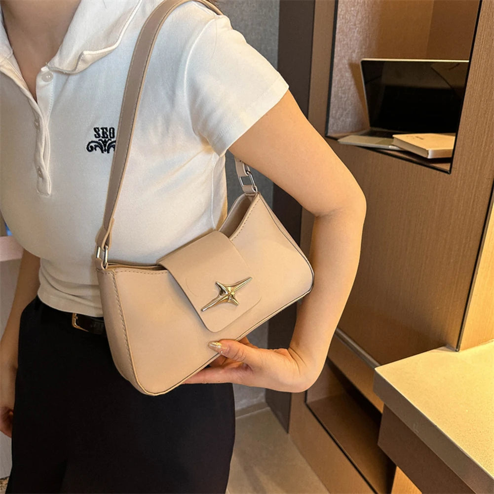 Y2K PU Leather Women Shoulder Bag Luxury Designer Handbag 2023 Fashion Female Underarm Bag Black Retro Ladies Armpit Purses