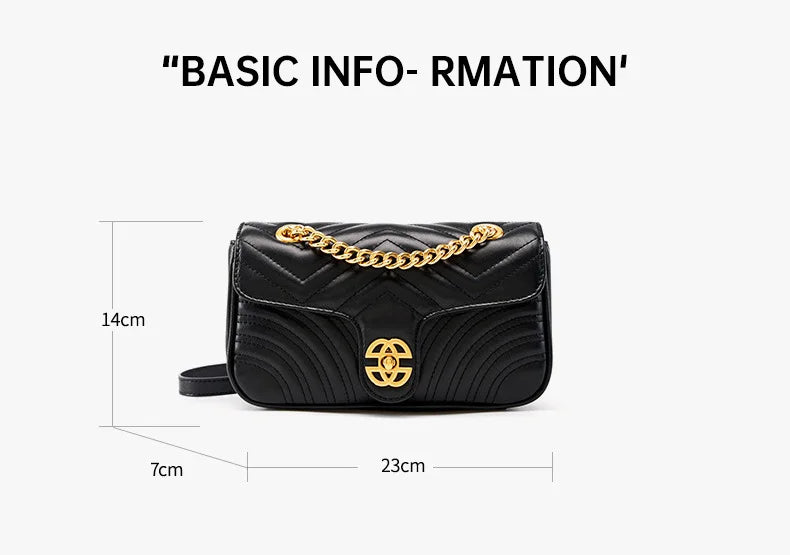 Genuine Leather Women's Chain Bag 2024 New Luxury Designer Cowhide Women Crossbody Shoulder Bags Geometric Pattern Handbag