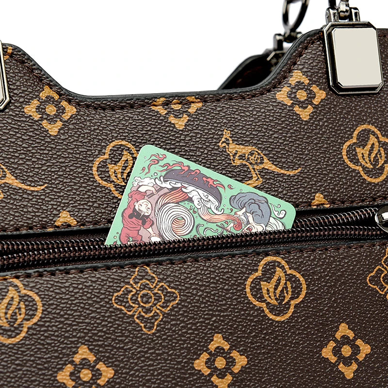 Women Handbag Large Capacity Multi-Compartment Leather Handbag for Moms High Quality Luxury Print Design Anti-Theft Back Pocket