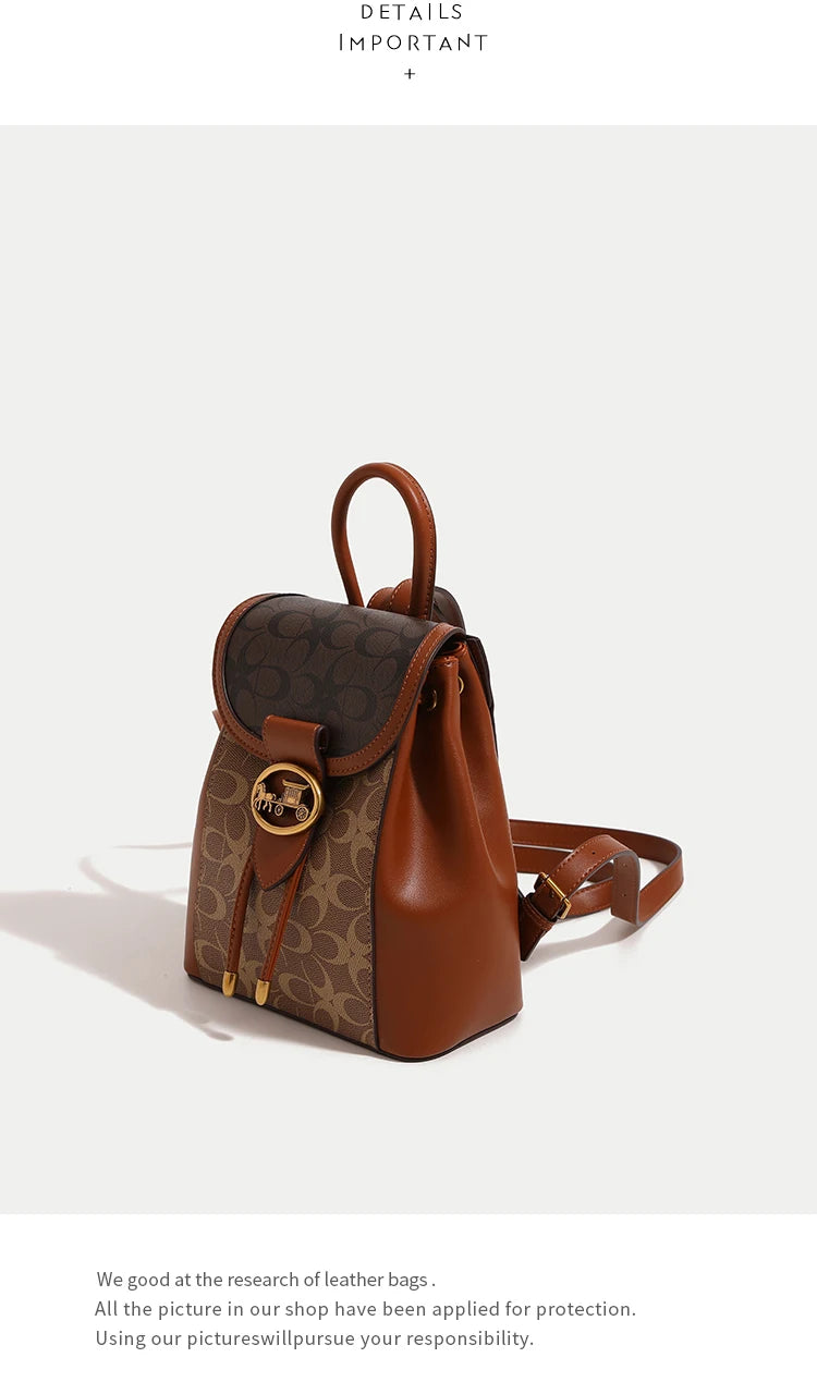 Women's handbag 2025 new fashionable contrasting color backpack high-end feeling carriage large capacity backpack for women