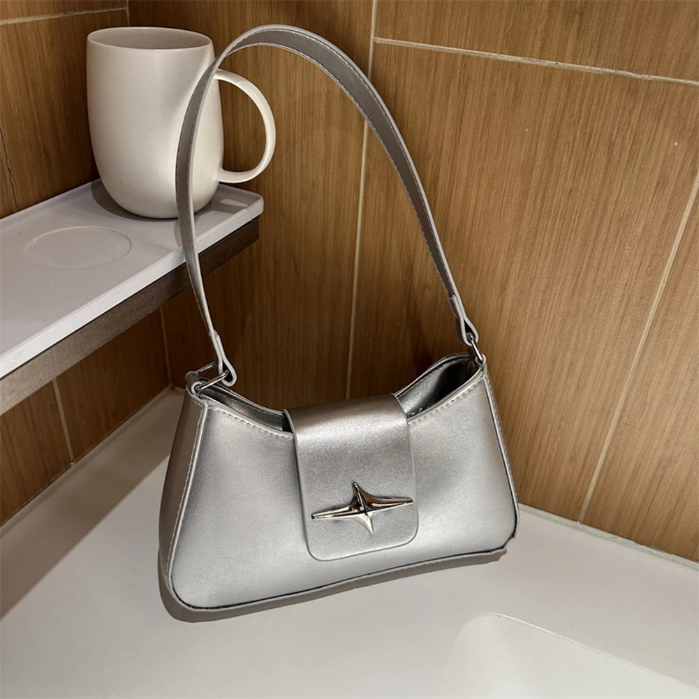 Y2K PU Leather Women Shoulder Bag Luxury Designer Handbag 2023 Fashion Female Underarm Bag Black Retro Ladies Armpit Purses