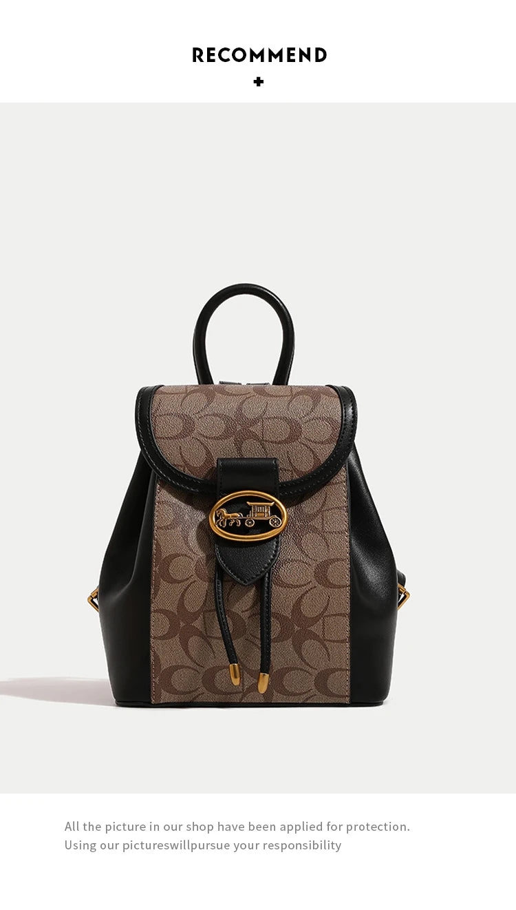 Women's handbag 2025 new fashionable contrasting color backpack high-end feeling carriage large capacity backpack for women