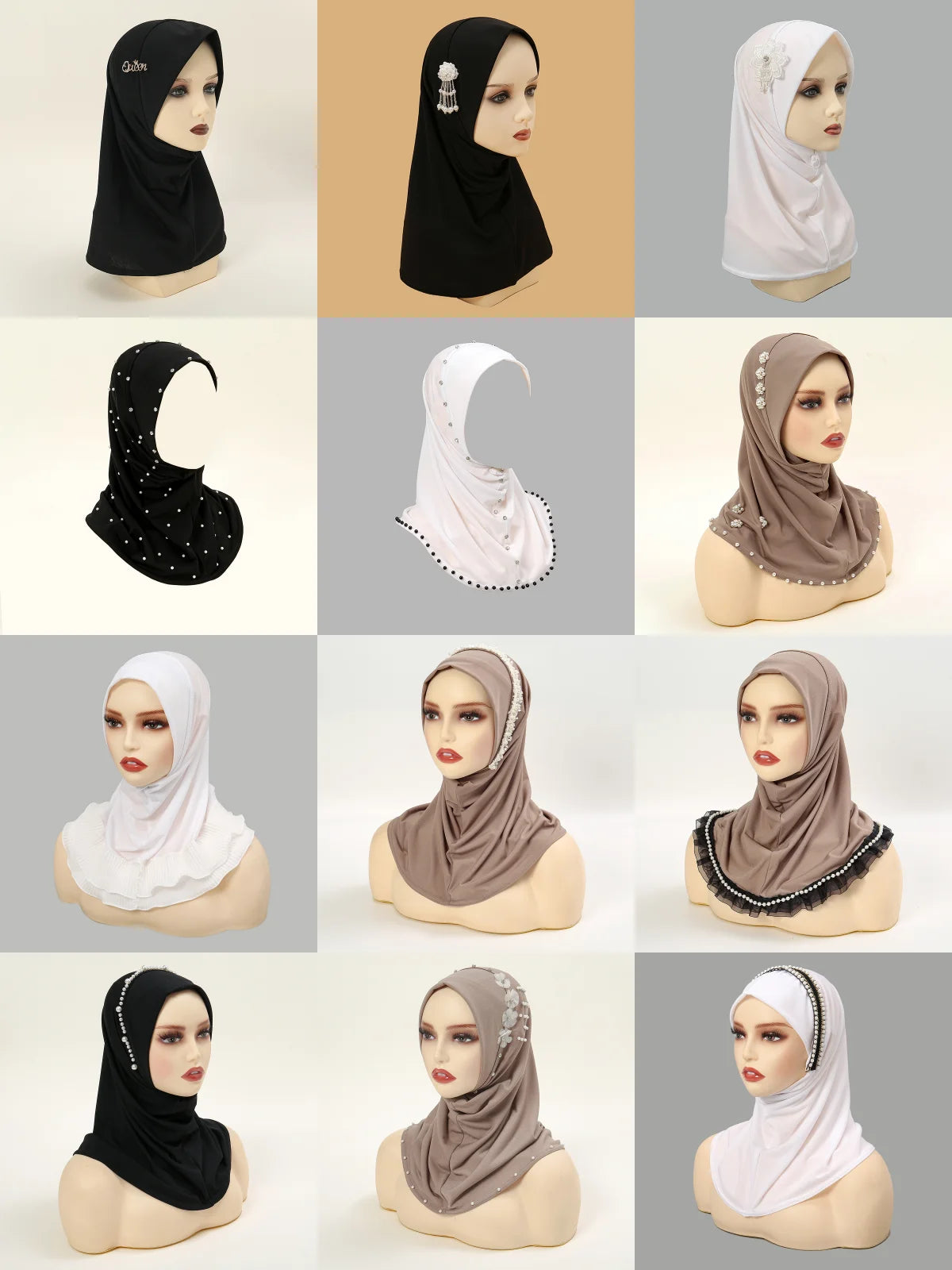 Wholesale Ramadan Islamic Muslim Underscarf Beading Floral Women Veil Hijab Neck Cover Head Scarves Muslim Women Scarf Turbans