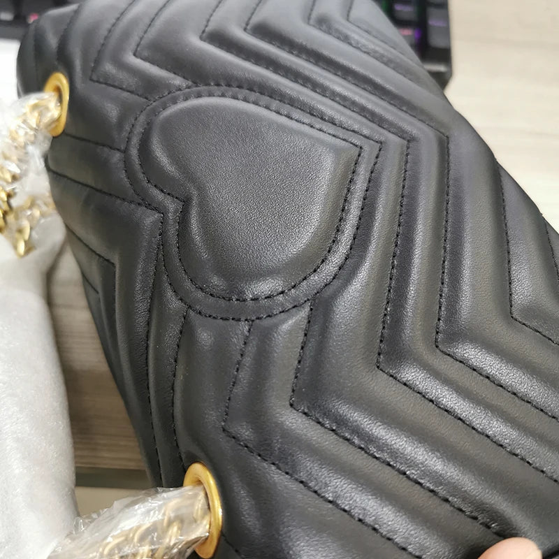 Genuine Leather Women's Chain Bag 2024 New Luxury Designer Cowhide Women Crossbody Shoulder Bags Geometric Pattern Handbag