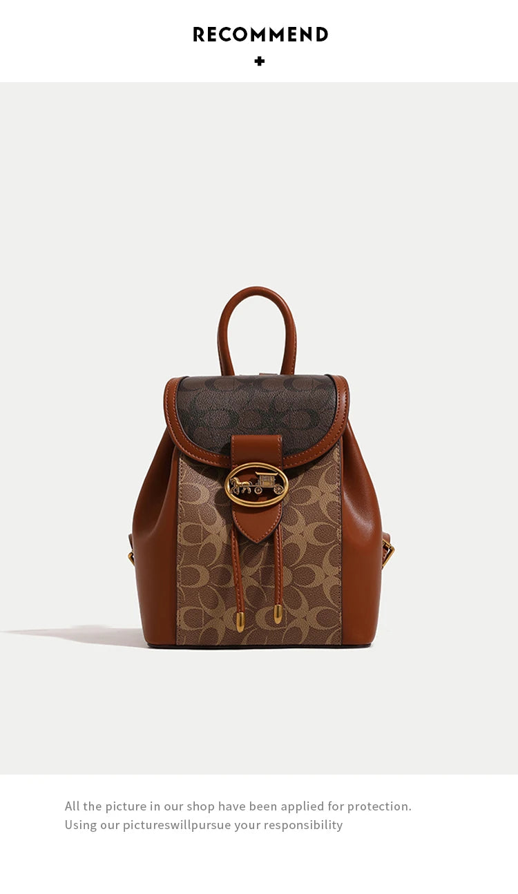 Women's handbag 2025 new fashionable contrasting color backpack high-end feeling carriage large capacity backpack for women