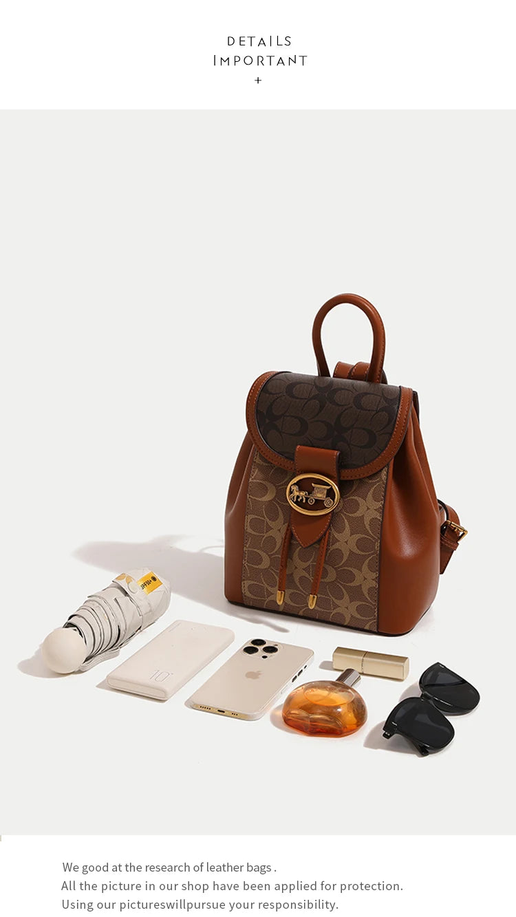 Women's handbag 2025 new fashionable contrasting color backpack high-end feeling carriage large capacity backpack for women