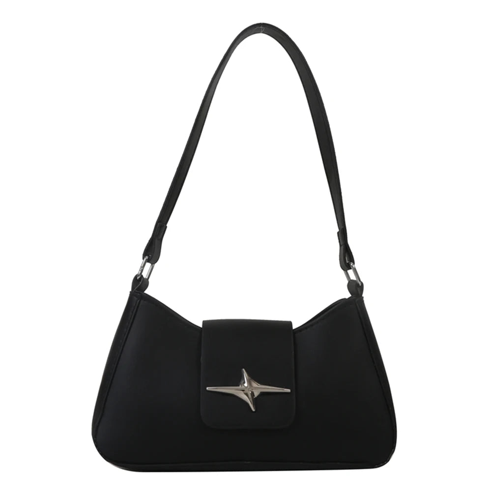 Y2K PU Leather Women Shoulder Bag Luxury Designer Handbag 2023 Fashion Female Underarm Bag Black Retro Ladies Armpit Purses