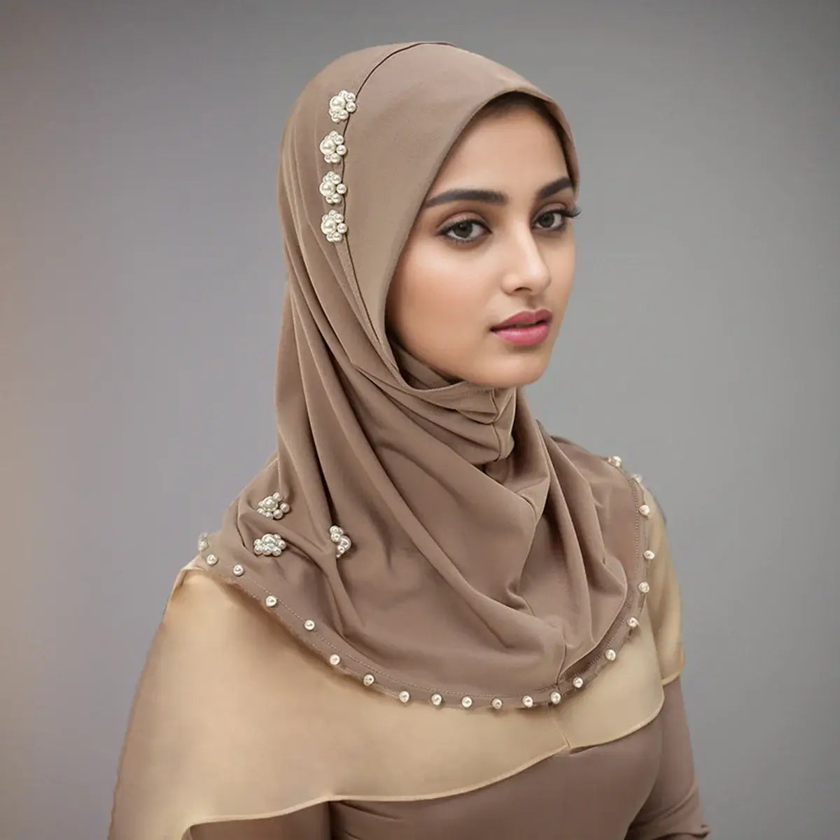 Wholesale Ramadan Islamic Muslim Underscarf Beading Floral Women Veil Hijab Neck Cover Head Scarves Muslim Women Scarf Turbans