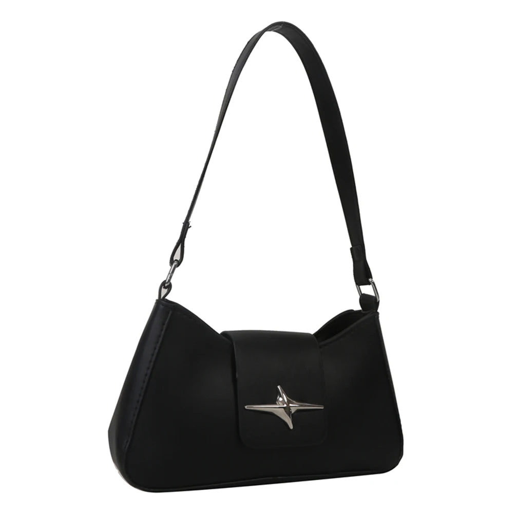 Y2K PU Leather Women Shoulder Bag Luxury Designer Handbag 2023 Fashion Female Underarm Bag Black Retro Ladies Armpit Purses