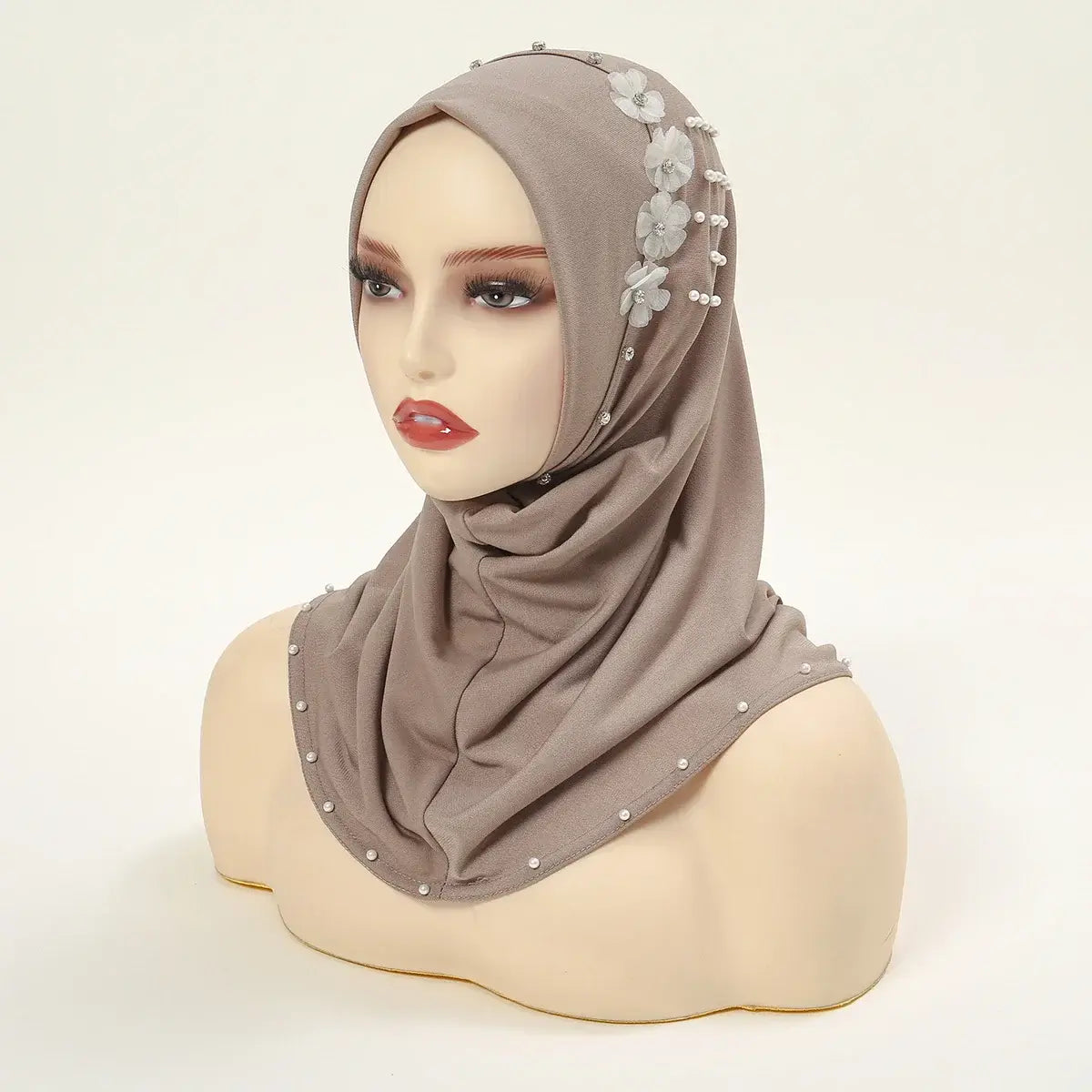 Wholesale Ramadan Islamic Muslim Underscarf Beading Floral Women Veil Hijab Neck Cover Head Scarves Muslim Women Scarf Turbans