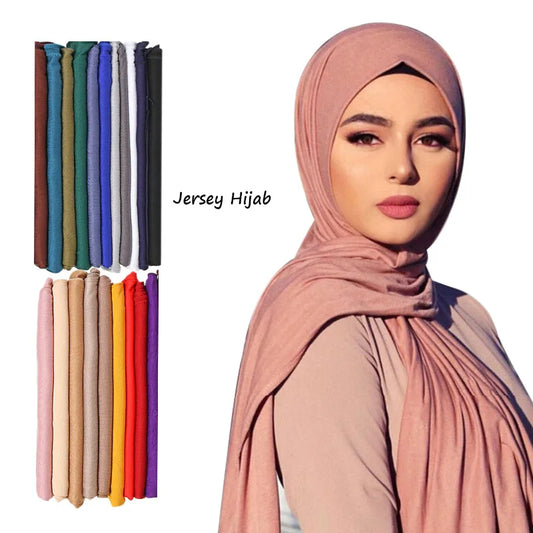Soft Black Long Shawl Scarves for Women Lightweight Modal Jersey Hijab Muslim Headscarf Elegant Plain Color Wrap