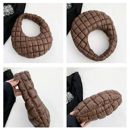 Quilted Embroidered Thread Women's Bag Pleated Cloud Mini Handbags Down Padded Lightweight Clutch Bag Cotton Small Shoulder Bags
