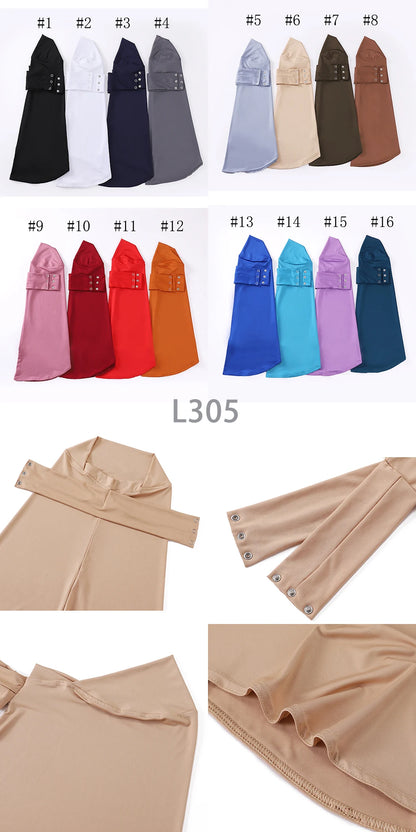 New Instant Jersey Hijab Undercap Hijabs for Woman Muslim Women Hijab Cap Full Cover Snap Fastener Head Wraps Scarf Islam Turban