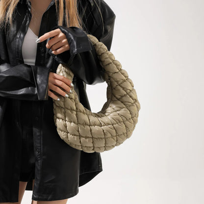 Quilted Embroidered Thread Women's Bag Pleated Cloud Mini Handbags Down Padded Lightweight Clutch Bag Cotton Small Shoulder Bags